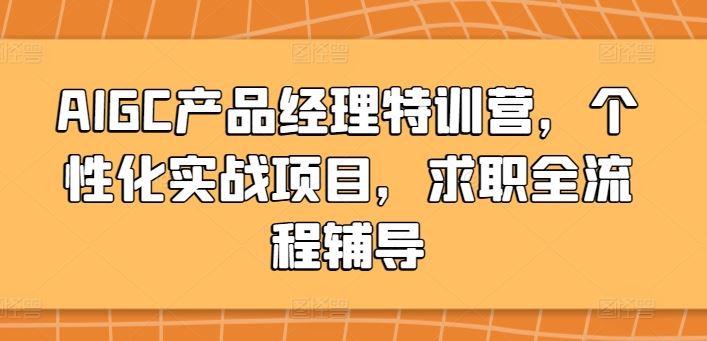 AIGC产品经理特训营，个性化实战项目，求职全流程辅导-一起网创