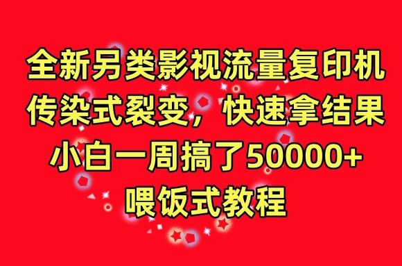 全新另类影视流量复印机，传染式裂变，快速拿结果，小白一周搞了50000+，喂饭式教程【揭秘】-一起网创