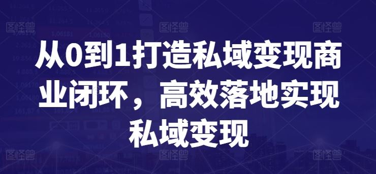 从0到1打造私域变现商业闭环，高效落地实现私域变现-一起网创