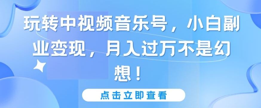玩转中视频音乐号，小白副业变现，月入过万不是幻想【揭秘】-一起网创