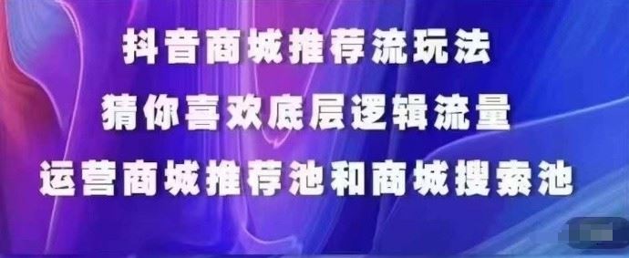 抖音商城运营课程，猜你喜欢入池商城搜索商城推荐人群标签覆盖-一起网创