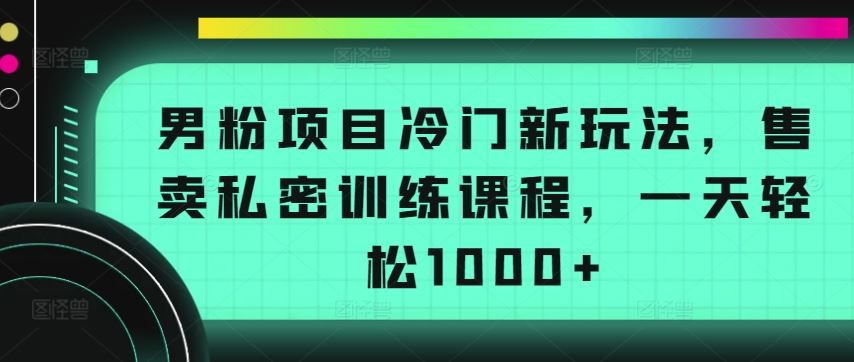 男粉项目冷门新玩法，售卖私密训练课程，一天轻松1000+【揭秘】-一起网创