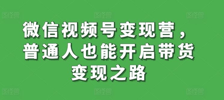 微信视频号变现营，普通人也能开启带货变现之路-一起网创