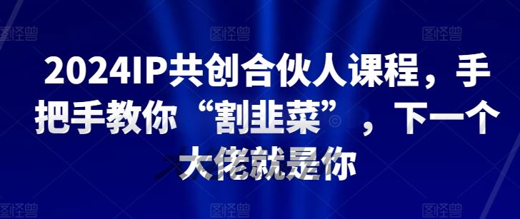 2024IP共创合伙人课程，手把手教你“割韭菜”，下一个大佬就是你-一起网创
