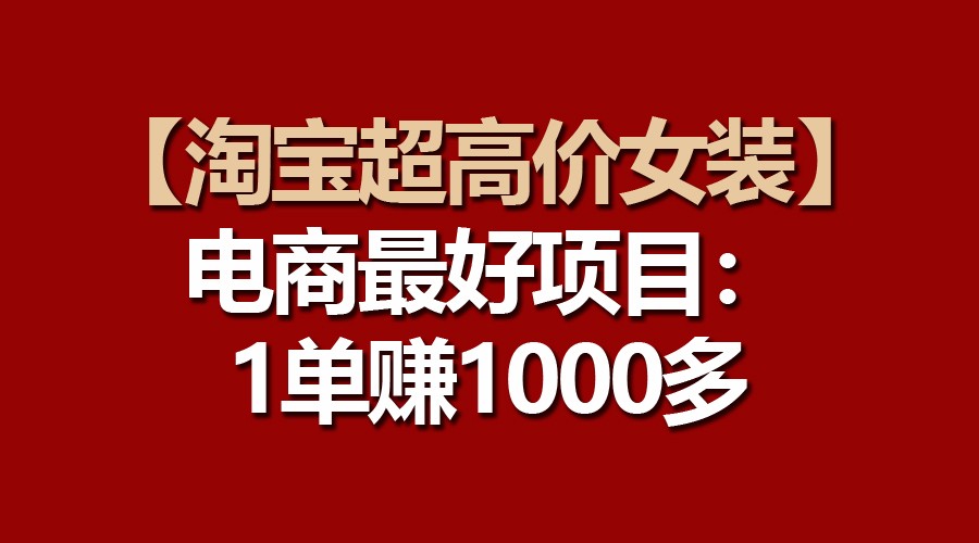 【淘宝超高价女装】电商最好项目：一单赚1000多-一起网创