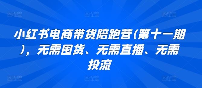 小红书电商带货陪跑营(第十一期)，无需囤货、无需直播、无需投流-一起网创