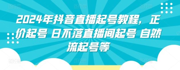 2024年抖音直播起号教程，正价起号 日不落直播间起号 自然流起号等-一起网创