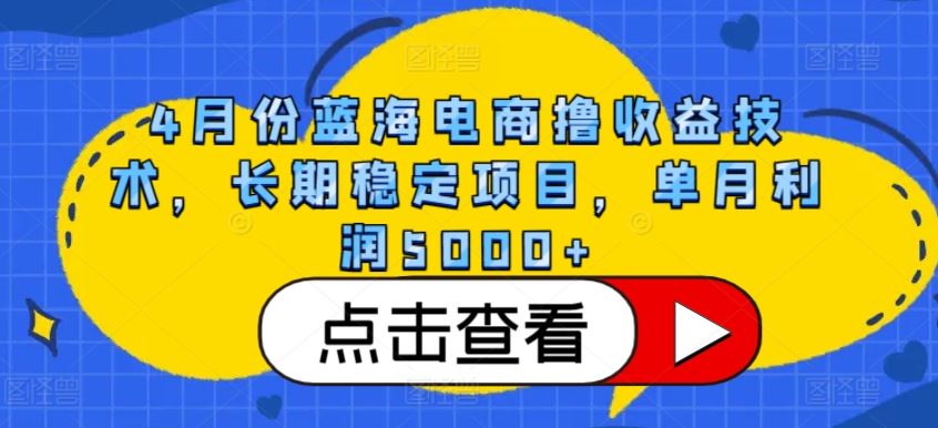 4月份蓝海电商撸收益技术，长期稳定项目，单月利润5000+【揭秘】-一起网创