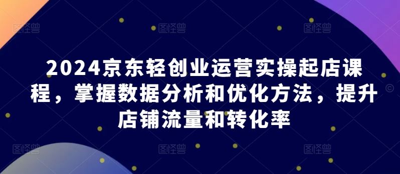 2024京东轻创业运营实操起店课程，掌握数据分析和优化方法，提升店铺流量和转化率-一起网创