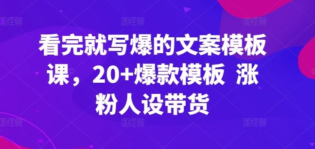 看完就写爆的文案模板课，20+爆款模板  涨粉人设带货-一起网创