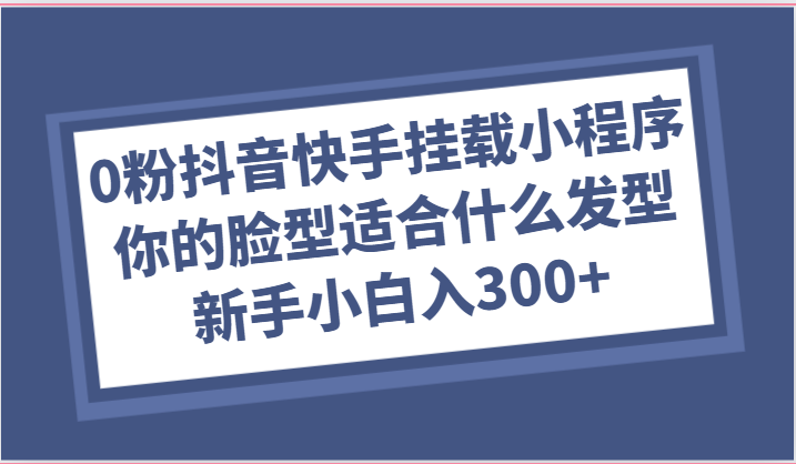 0粉抖音快手挂载小程序，你的脸型适合什么发型玩法，新手小白日入300+-一起网创
