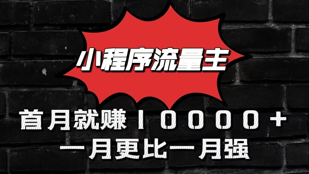 小程序流量主首月就赚10000+，一月更比一月强！小本创业首选-一起网创