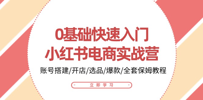 0基础快速入门小红书电商实战营：账号搭建/开店/选品/爆款/全套保姆教程-一起网创