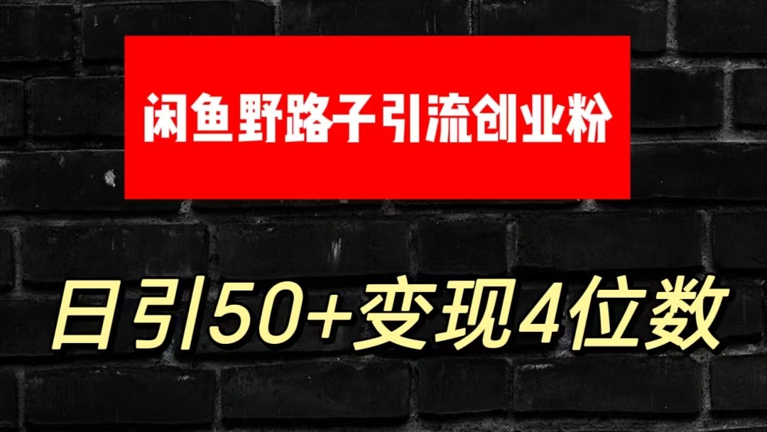 大眼闲鱼野路子引流创业粉，日引50+单日变现四位数-一起网创