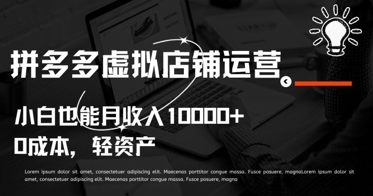 拼多多虚拟店铺运营小白也能月收入10000+【揭秘】-一起网创