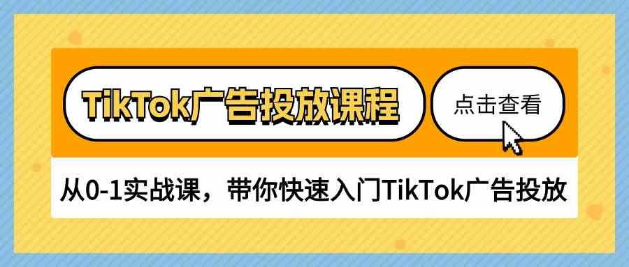 TikTok广告投放课程，从0-1实战课，带你快速入门TikTok广告投放（30节课）-一起网创