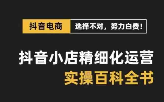 抖音小店精细化运营百科全书，保姆级运营实战讲解（更新）-一起网创