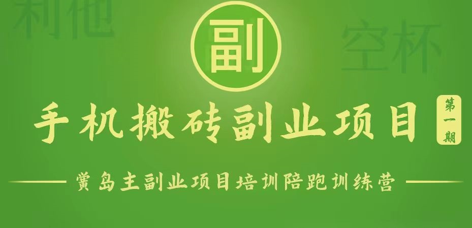 手机搬砖小副业项目训练营1.0，能用手机做的简单小副业-一起网创