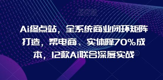 Ai终点站，全系统商业闭环矩阵打造，帮电商、实体降70%成本，12款Ai联合深度实战-一起网创