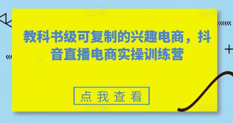 教科书级可复制的兴趣电商，抖音直播电商实操训练营-一起网创