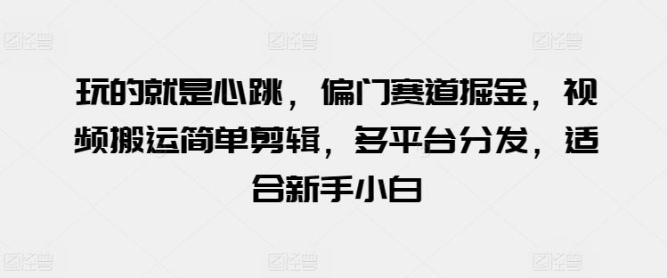 玩的就是心跳，偏门赛道掘金，视频搬运简单剪辑，多平台分发，适合新手小白【揭秘】-一起网创