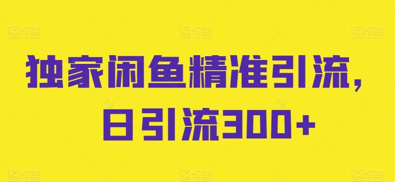 独家闲鱼精准引流，日引流300+【揭秘】-一起网创