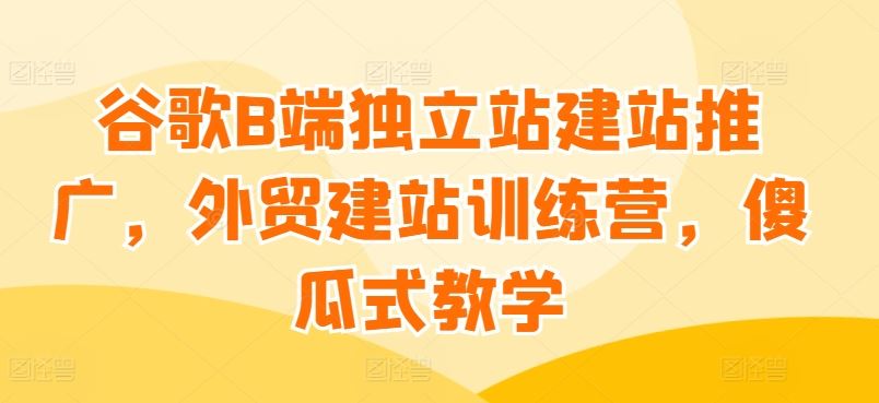 谷歌B端独立站建站推广，外贸建站训练营，傻瓜式教学-一起网创
