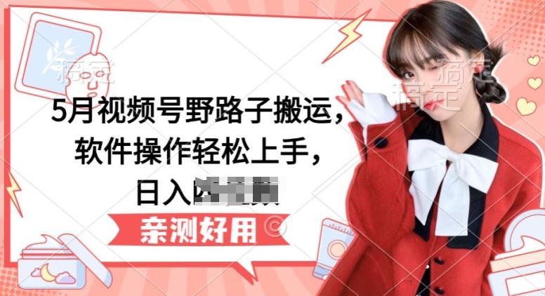 5月视频号野路子搬运，软件操作轻松上手，日入三位数【揭秘】-一起网创