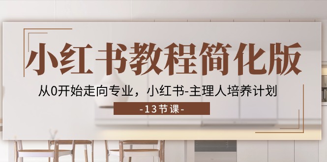 小红书教程简化版，从0开始走向专业，小红书主理人培养计划 (13节)-一起网创