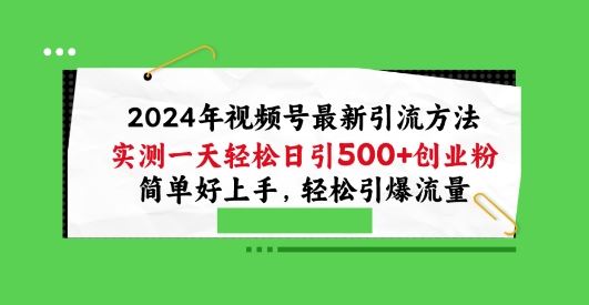2024年视频号最新引流方法，实测一天轻松日引100+创业粉，简单好上手，轻松引爆流量【揭秘】-一起网创