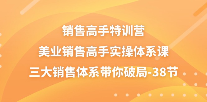 销售高手特训营，美业销售高手实操体系课，三大销售体系带你破局（38节）-一起网创