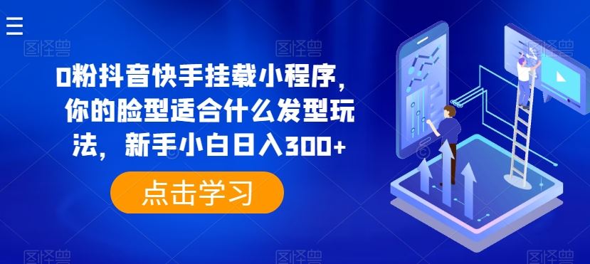 0粉抖音快手挂载小程序，你的脸型适合什么发型玩法，新手小白日入300+【揭秘】-一起网创
