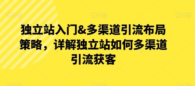 独立站入门&多渠道引流布局策略，详解独立站如何多渠道引流获客-一起网创