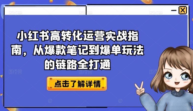 小红书高转化运营实战指南，从爆款笔记到爆单玩法的链路全打通-一起网创