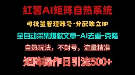 红薯矩阵自热系统，独家不死号引流玩法！矩阵操作日引流500+-一起网创