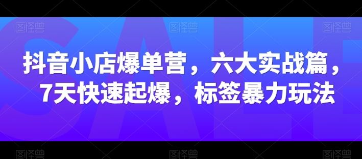 抖音小店爆单营，六大实战篇，7天快速起爆，标签暴力玩法-一起网创