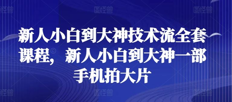 新人小白到大神技术流全套课程，新人小白到大神一部手机拍大片-一起网创