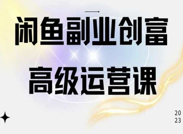 闲鱼电商运营高级课程，一部手机学会闲鱼开店赚钱-一起网创