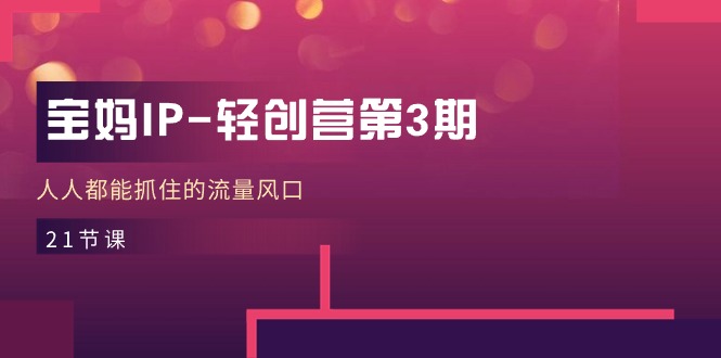 宝妈IP轻创营第3期，人人都能抓住的流量风口（21节课）-一起网创