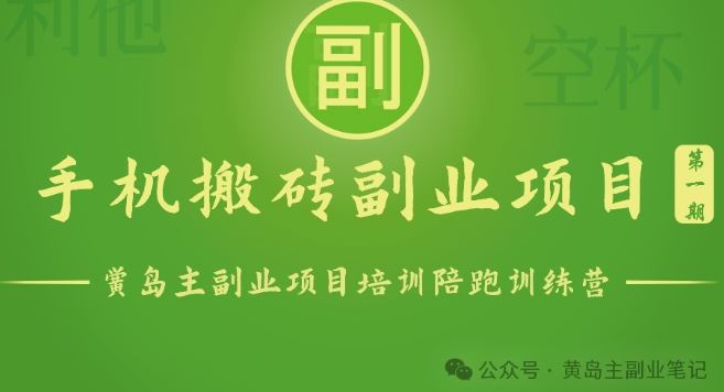 手机搬砖小副业项目训练营1.0，实测1小时收益50+，一部手机轻松日入100+-一起网创