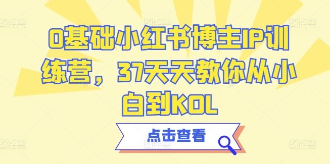 0基础小红书博主IP训练营，37天天教你从小白到KOL-一起网创