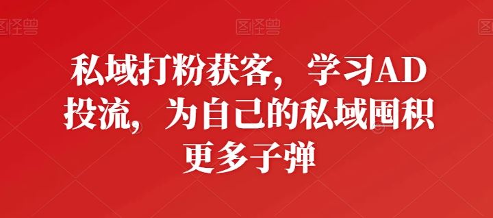 私域打粉获客，学习AD投流，为自己的私域囤积更多子弹-一起网创