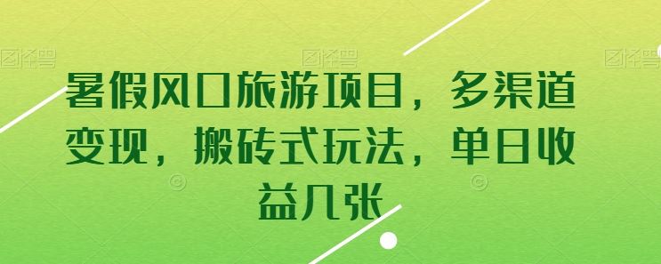 暑假风口旅游项目，多渠道变现，搬砖式玩法，单日收益几张【揭秘】-一起网创