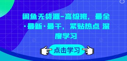 闲鱼无货源-高级班，最全·最新·最干，紧贴热点 深度学习-一起网创