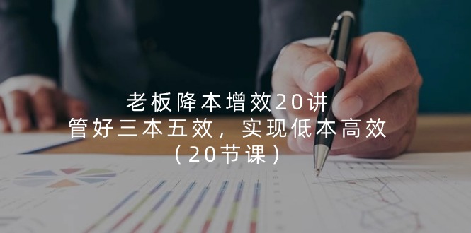老板降本增效20讲，管好三本五效，实现低本高效（20节课）-一起网创