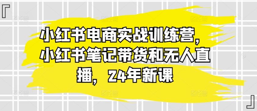 小红书电商实战训练营，小红书笔记带货和无人直播，24年新课-一起网创