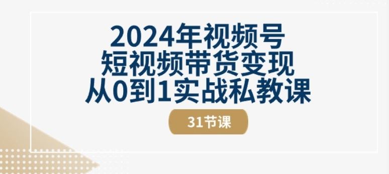 2024年视频号短视频带货变现从0到1实战私教课(31节视频课)-一起网创
