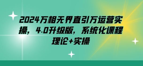 2024万相无界直引万运营实操，4.0升级版，系统化课程 理论+实操-一起网创