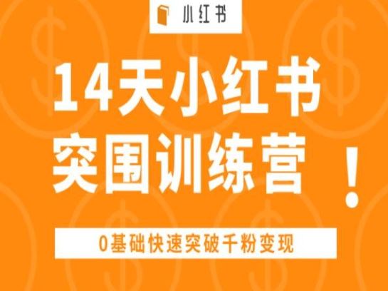 14天小红书突围训练营 ，0基础快速突破千粉变现-一起网创