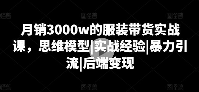 月销3000w的服装带货实战课，思维模型|实战经验|暴力引流|后端变现-一起网创